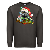 Smoke christmas scottish fold cat Premium Sweatshirt - LillyAllenDesigns