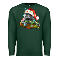 Sports Green christmas scottish fold cat Premium Sweatshirt - LillyAllenDesigns
