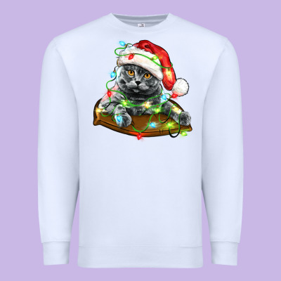 Christmas Scottish Fold Cat Premium Sweatshirt Designed By Lillyallendesigns