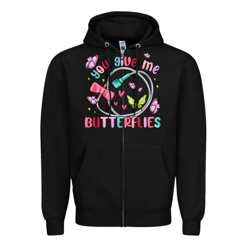 You Give Me Butterflies Zipper Hoodie by MaliasSmallBusiness | Teevron