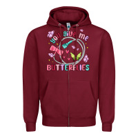 Burgundy you give me butterflies Zipper Hoodie - MaliasSmallBusiness