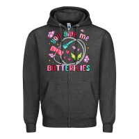 Charcoal Heather you give me butterflies Zipper Hoodie - MaliasSmallBusiness