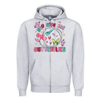 Heather Grey you give me butterflies Zipper Hoodie - MaliasSmallBusiness