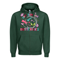Sports Green you give me butterflies Zipper Hoodie - MaliasSmallBusiness
