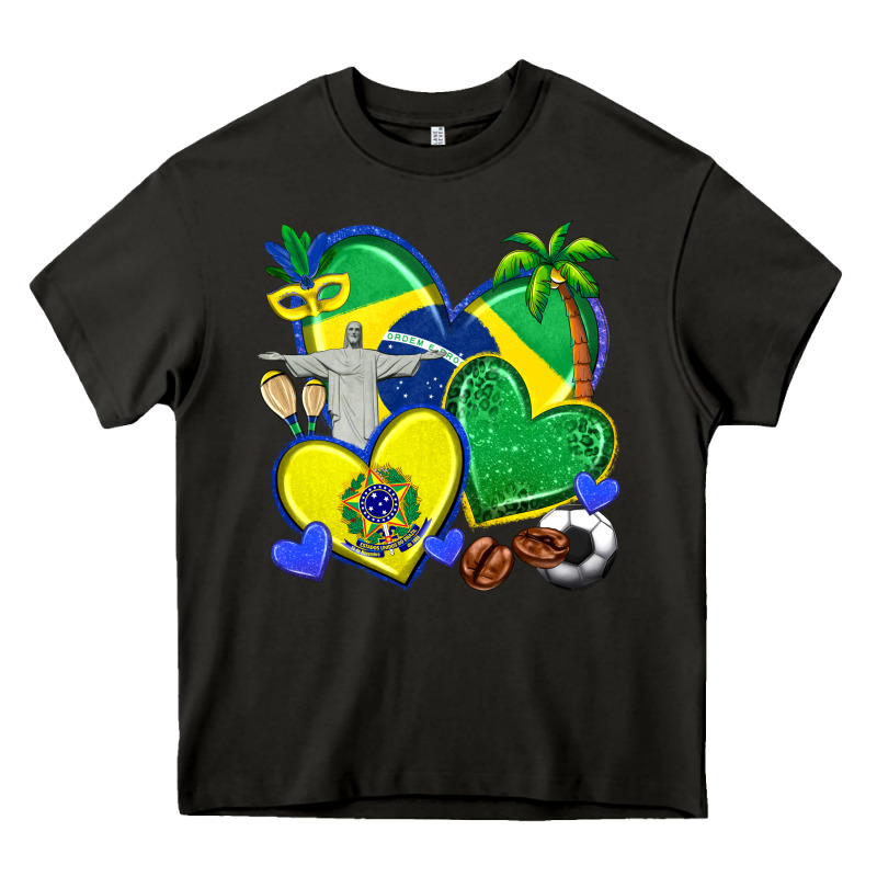 Brazil Hearts Heavy Core Tee by texasbilliewilder | Teevron