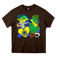 Chocolate Brown brazil hearts Heavy Core Tee - texasbilliewilder
