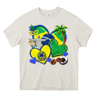 Cream brazil hearts Heavy Core Tee - texasbilliewilder