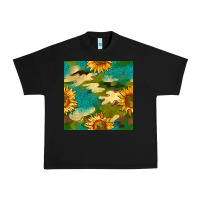 Black camouflage turquoise glitter sunflowers seamless pattern Urban Heavy Tee - BundleAndBundleShop