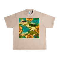 French Oak camouflage turquoise glitter sunflowers seamless pattern Urban Heavy Tee - BundleAndBundleShop