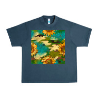 Midnight Navy camouflage turquoise glitter sunflowers seamless pattern Urban Heavy Tee - BundleAndBundleShop