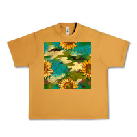 Peanut Butter camouflage turquoise glitter sunflowers seamless pattern Urban Heavy Tee - BundleAndBundleShop