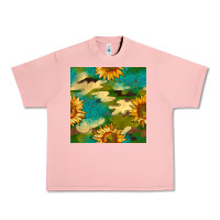 Salmon camouflage turquoise glitter sunflowers seamless pattern Urban Heavy Tee - BundleAndBundleShop
