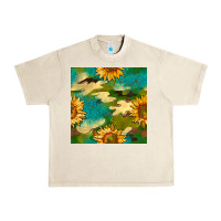 Sandshell camouflage turquoise glitter sunflowers seamless pattern Urban Heavy Tee - BundleAndBundleShop