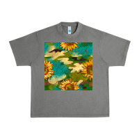 Tornado camouflage turquoise glitter sunflowers seamless pattern Urban Heavy Tee - BundleAndBundleShop