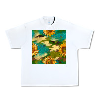 White camouflage turquoise glitter sunflowers seamless pattern Urban Heavy Tee - BundleAndBundleShop