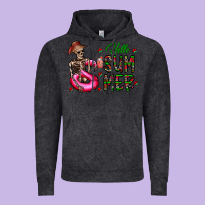 Hello Summer Vintage Hoodie Designed By Cowhidedigitalart