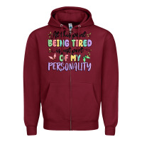 Burgundy at this point being tired is just part of my perso Zipper Hoodie - MaliasSmallBusiness