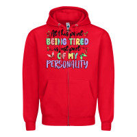 Red at this point being tired is just part of my perso Zipper Hoodie - MaliasSmallBusiness