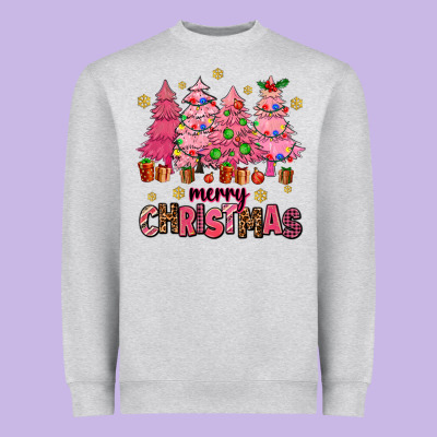 Pink Christmas Trees Heavyweight Sweatshirt Designed By Adodesignshop