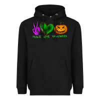 Black peace love halloween Heavyweight Hoodie - BundleAndBundleShop