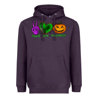 Plum peace love halloween Heavyweight Hoodie - BundleAndBundleShop