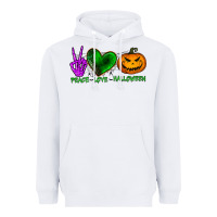 White peace love halloween Heavyweight Hoodie - BundleAndBundleShop