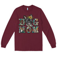 Burgundy dog mom french bulldog Long Sleeve Tee - BarkalooDesign