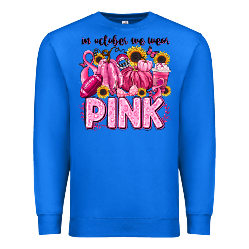 In October We Wear Pink Football Premium Sweatshirt by LillyAllenDesigns | Teevron