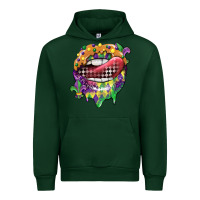 Forest Green mardi gras lips Urban Hoodie - CowGirlArtShop