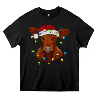 Black Christmas baby red angus calf with lights Heavy Core Tee - RanaPortraitStore