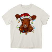 Cream Christmas baby red angus calf with lights Heavy Core Tee - RanaPortraitStore