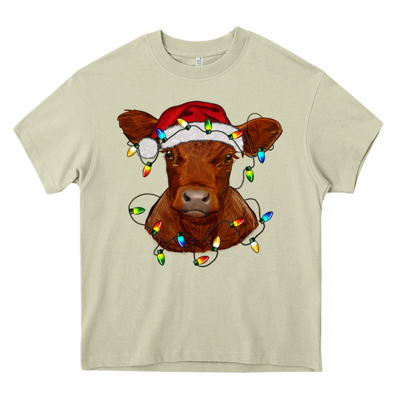 Christmas Baby Red Angus Calf With Lights Heavy Core Tee by RanaPortraitStore | Teevron