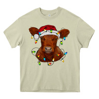 Mossy Christmas baby red angus calf with lights Heavy Core Tee - RanaPortraitStore
