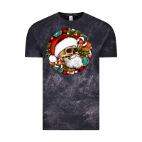 Cloud Black Christmas hippie skeleton santa ornament Vintage Tee - Artiststas