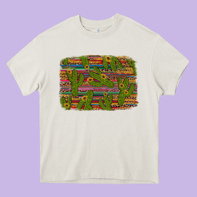 Cinco De Mayo Sunflower And Cactus Background Heavy Core Tee Designed By Artiststas