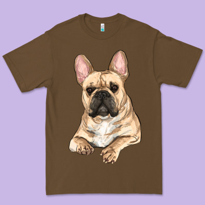 Premium Tee French bulldog sitting