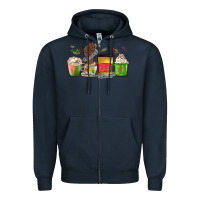 Navy juneteenth coffee cups Zipper Hoodie - MaliasSmallBusiness