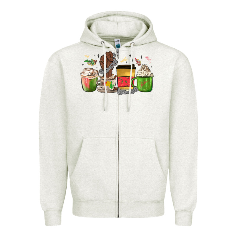 Juneteenth Coffee Cups Zipper Hoodie by MaliasSmallBusiness | Teevron