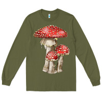 Army Green Autumn Mushroom Illustrations Long Sleeve Tee - LillyAllenDesigns