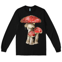Black Autumn Mushroom Illustrations Long Sleeve Tee - LillyAllenDesigns