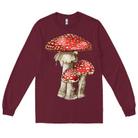Burgundy Autumn Mushroom Illustrations Long Sleeve Tee - LillyAllenDesigns