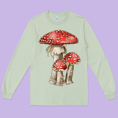 Autumn Mushroom Illustrations Long Sleeve Tee Designed By Lillyallendesigns