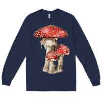Navy Autumn Mushroom Illustrations Long Sleeve Tee - LillyAllenDesigns