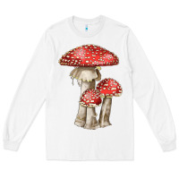 White Autumn Mushroom Illustrations Long Sleeve Tee - LillyAllenDesigns