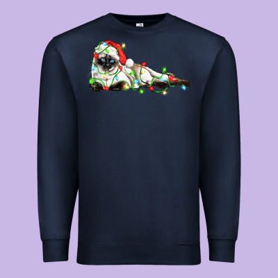 Christmas Siamese Cat Premium Sweatshirt Designed By Lillyallendesigns