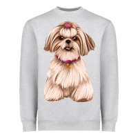 Heather Grey Shih Tzu Dog Design Heavyweight Sweatshirt - JahusDesignShop