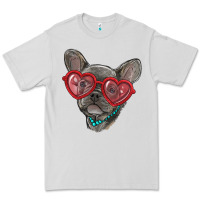 Dove Grey french bulldog with love glasses Premium Tee - RanaPortraitStore