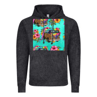 Vintage Black floral hippie truck seamless pattern Vintage Hoodie - HRA Design Shop