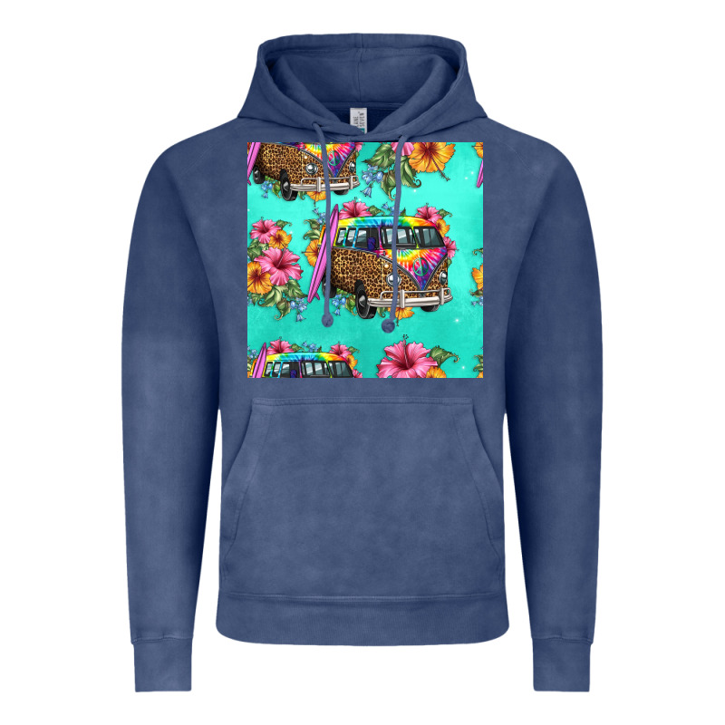 Floral Hippie Truck Seamless Pattern Vintage Hoodie by HRA Design Shop | Teevron