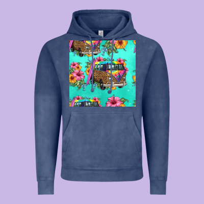 Floral Hippie Truck Seamless Pattern Vintage Hoodie Designed By Hra Design Shop